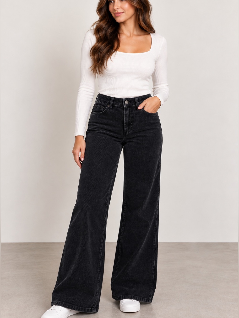 Calvin Klein Jeans High-Rise Wide Leg Jeans - Black Wash